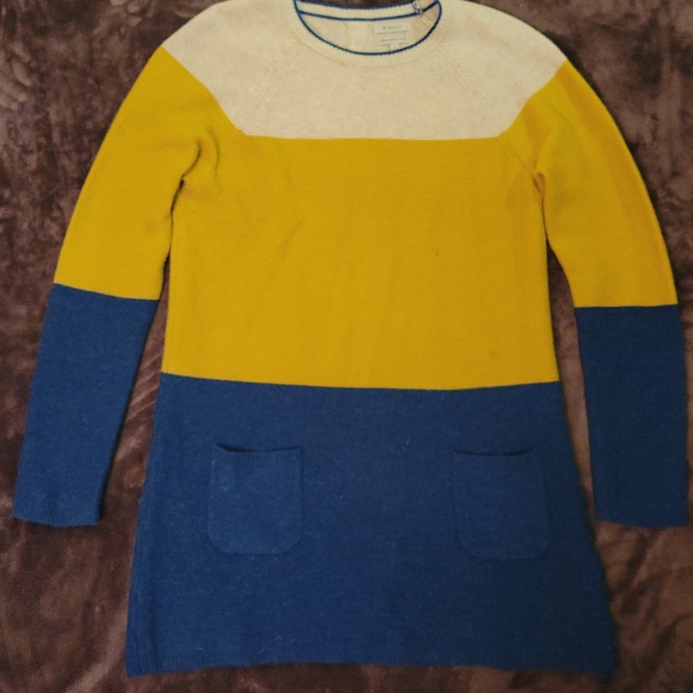 KEW Women's Jumper M Multi Striped 100% Wool Crew Neck Pullover